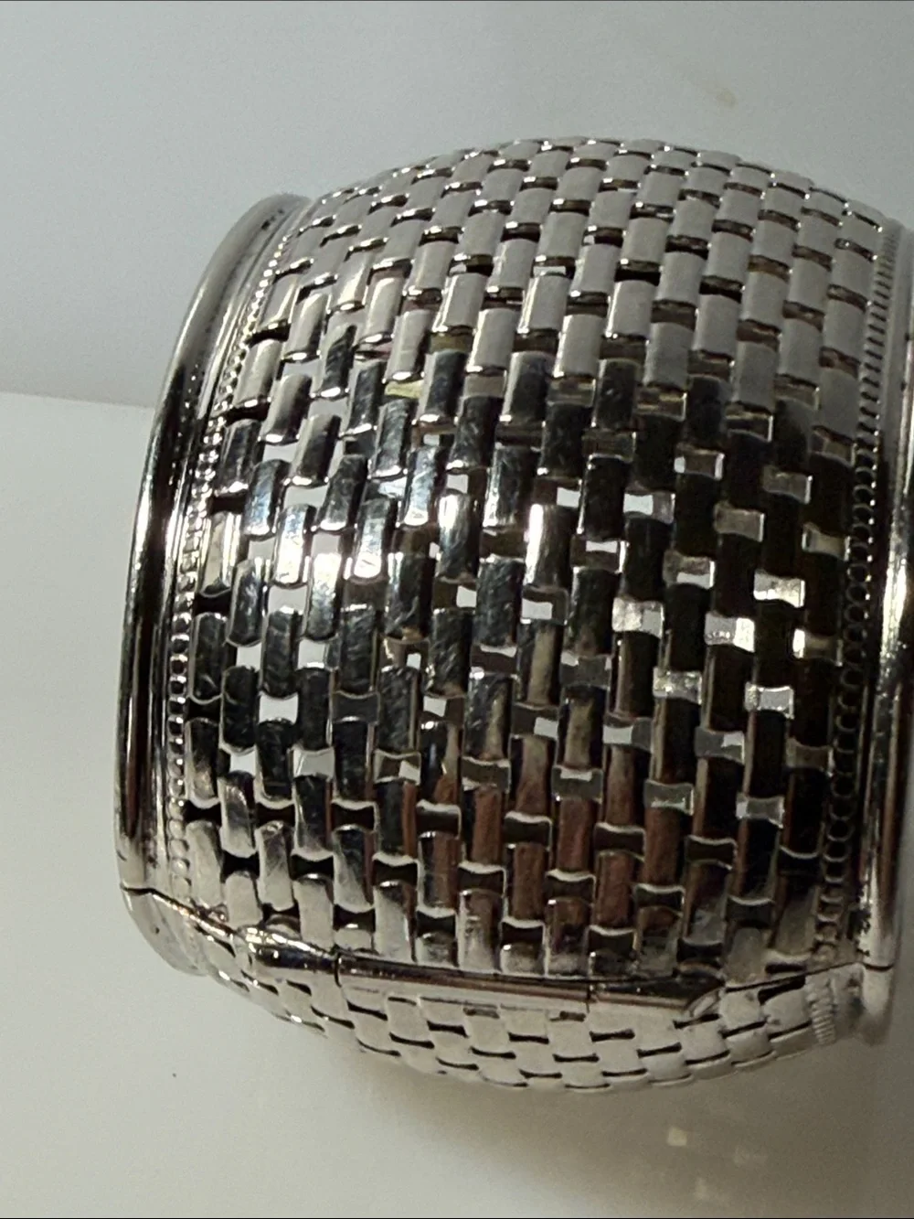 Whiting & Davis Vintage Modernist Hinged Cuff Bracelet